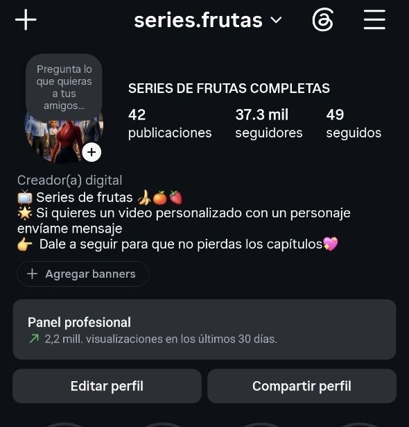 Perfil de Instagram con 37.3 mil seguidores construidos de forma orgánica