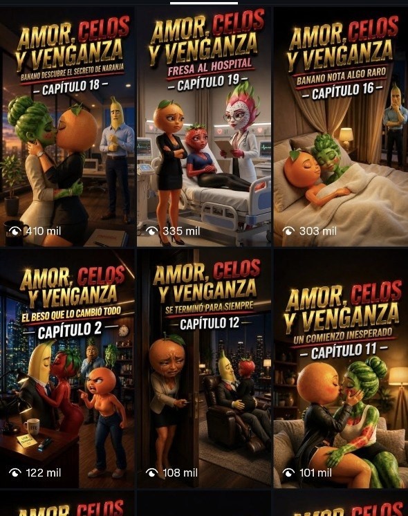Varios Reels superando 400 mil, 335 mil y 303 mil visualizaciones